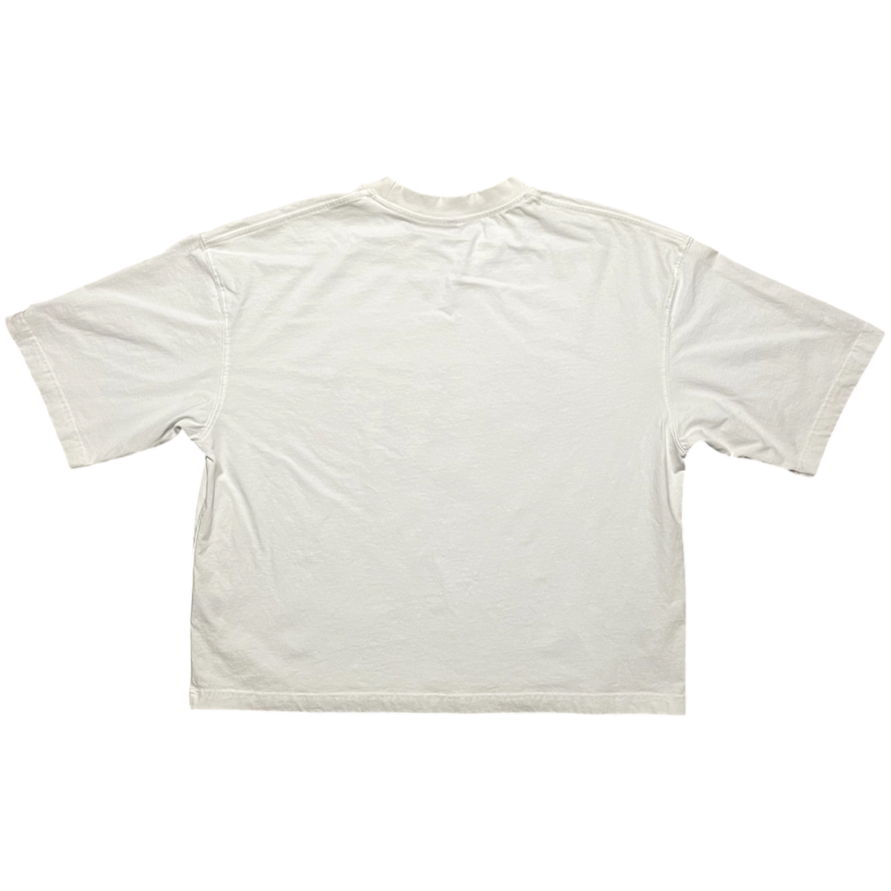 A white short-sleeve crewneck t-shirt shown flat against a solid white background.